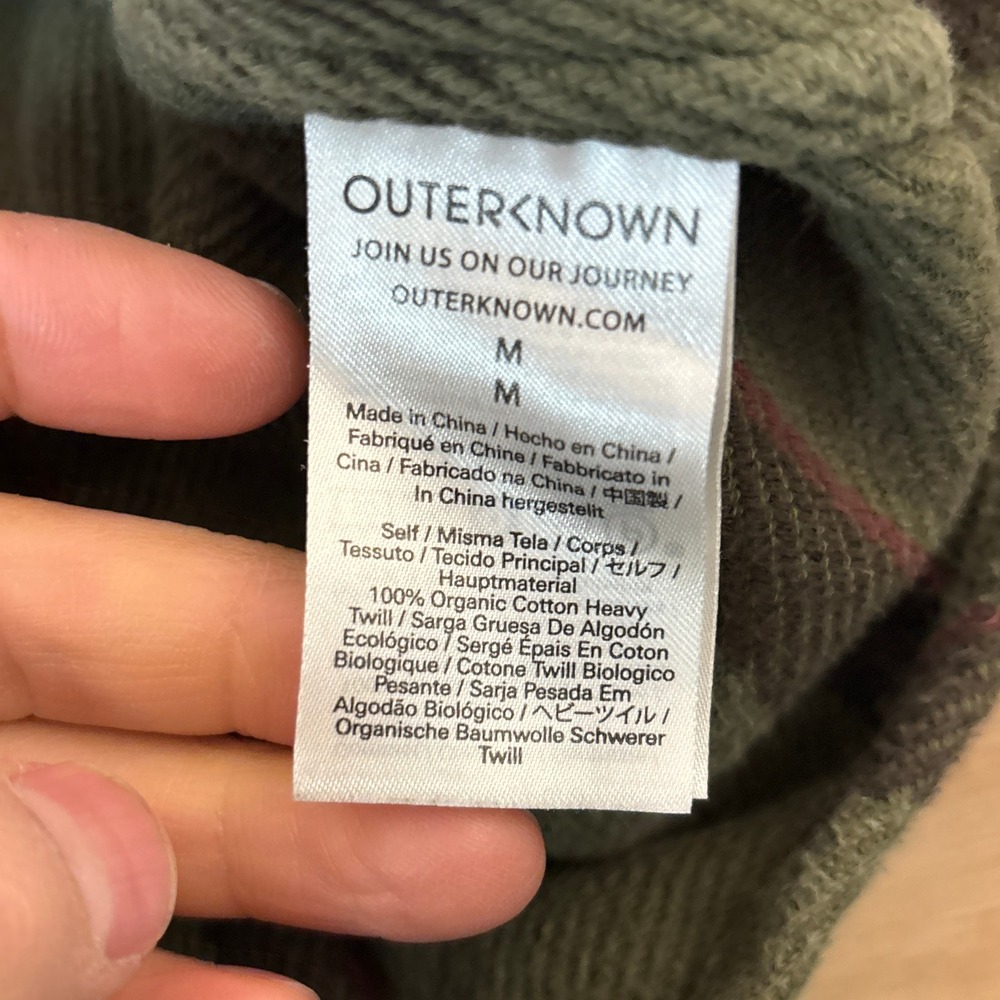 Outerknown Blanket Shirt Mens Medium Olive Green Plaid Organic Cotton Flannel - Picture 6 of 7